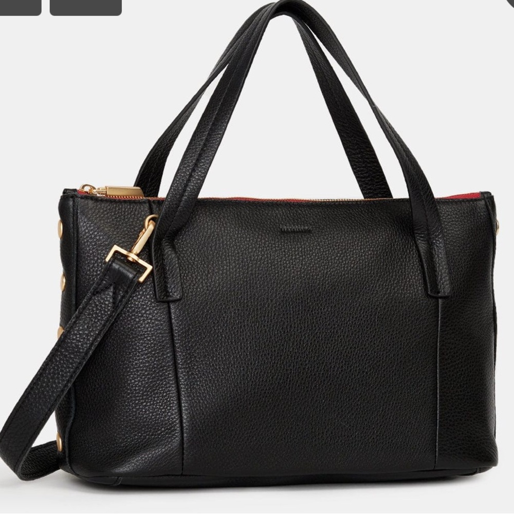 Hammitt Black Leather Shoulder Bag with Red Accents